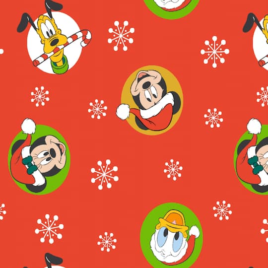 Disney® Mickey & Friends Red Christmas Cotton Fabric